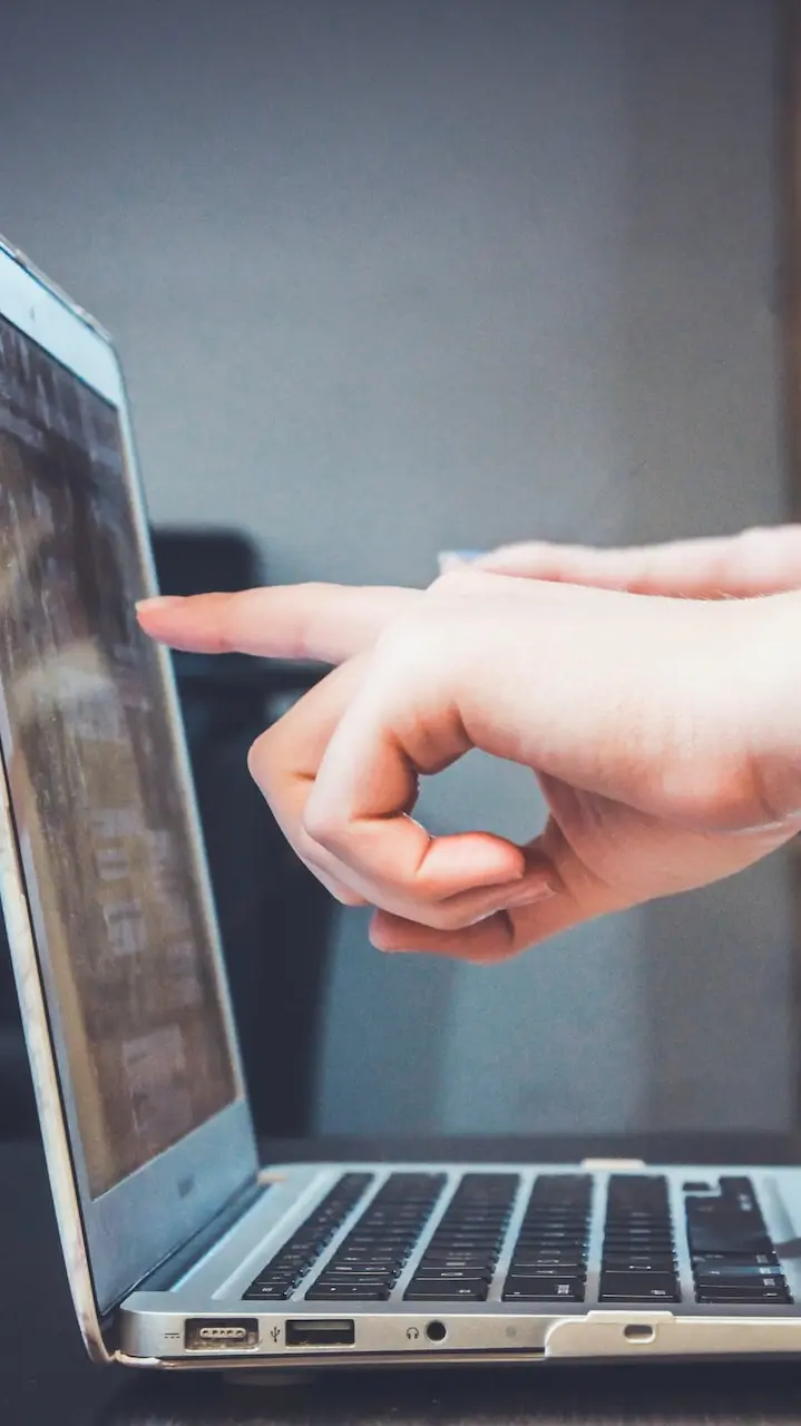 person using laptop
